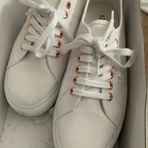 Superga rose gold platform shoes